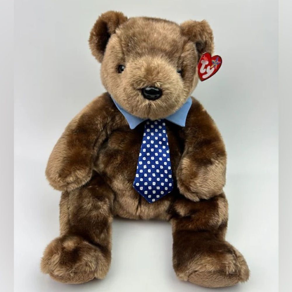 NWT Vtg 1990s Ty Beanie Buddy Hero 10” The Fathers Day Bear Stuffed Animal